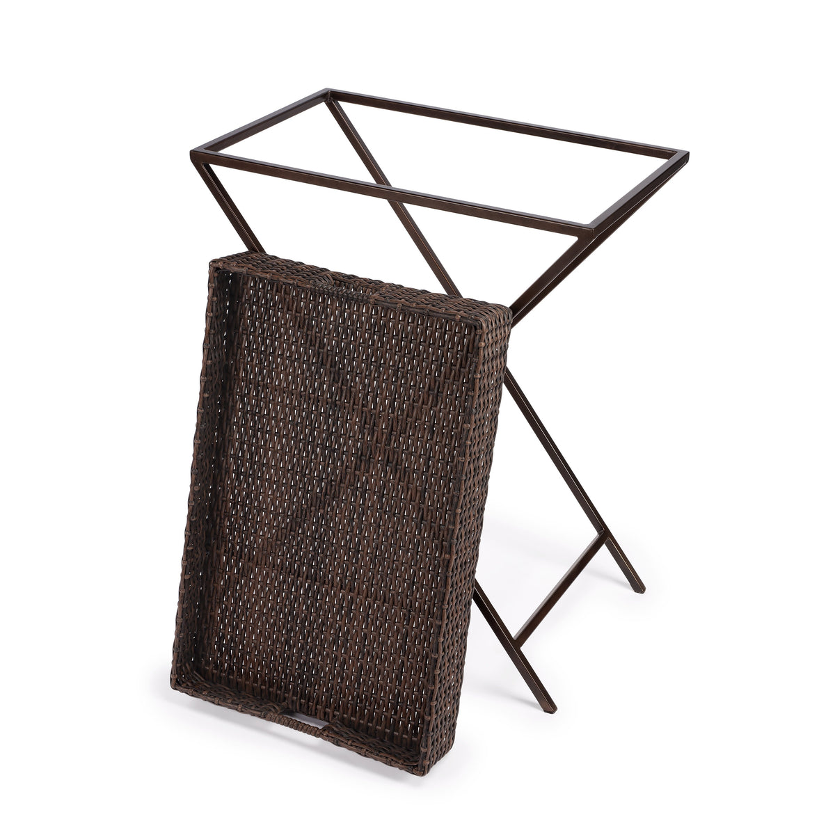 Butler Specialty Dark Brown Rattan Rectangular Traditional Tray Table Chests/Cabinets Butler Specialty