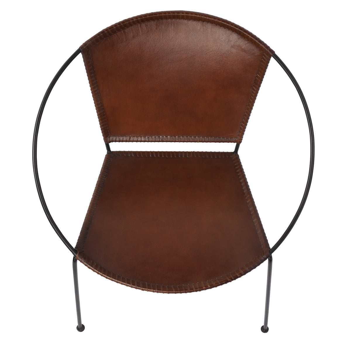 Butler Specialty Stylish Brown Leather Oval Accent Chair Accent Chairs Butler Specialty