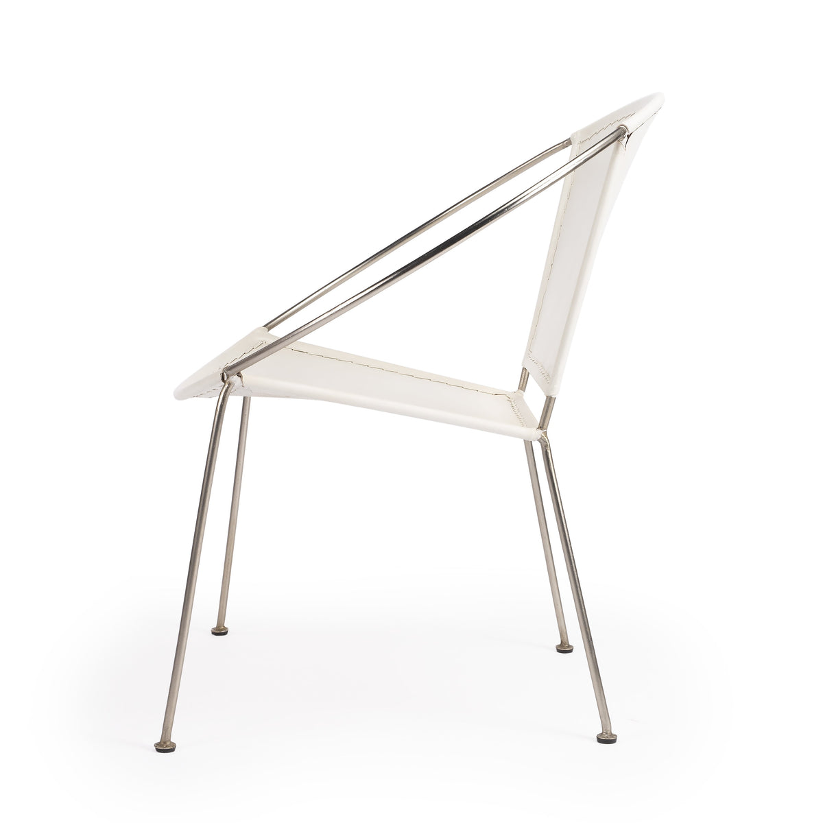 Butler Specialty Stylish White Leather Oval Accent Chair Accent Chairs Butler Specialty