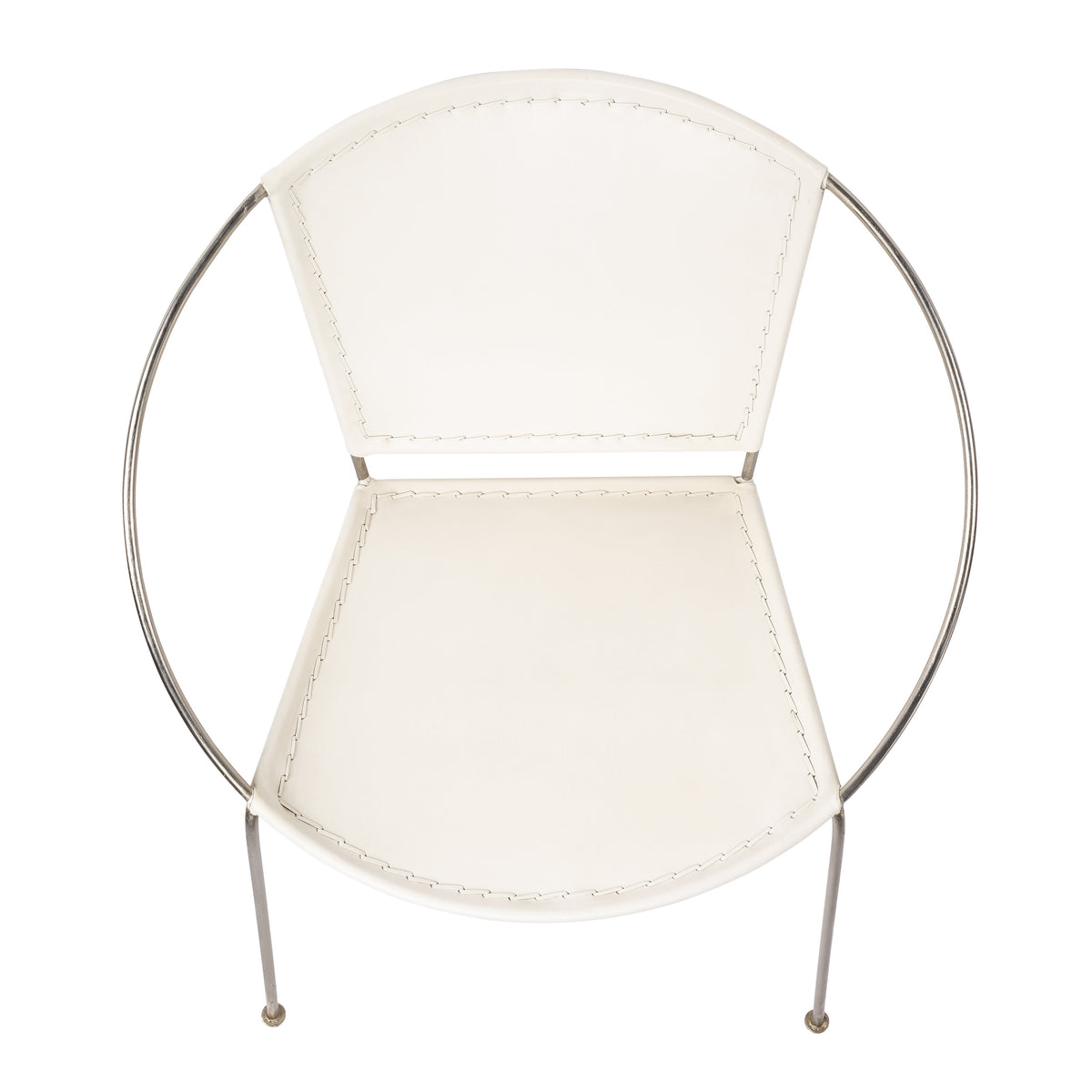 Butler Specialty Stylish White Leather Oval Accent Chair Accent Chairs Butler Specialty
