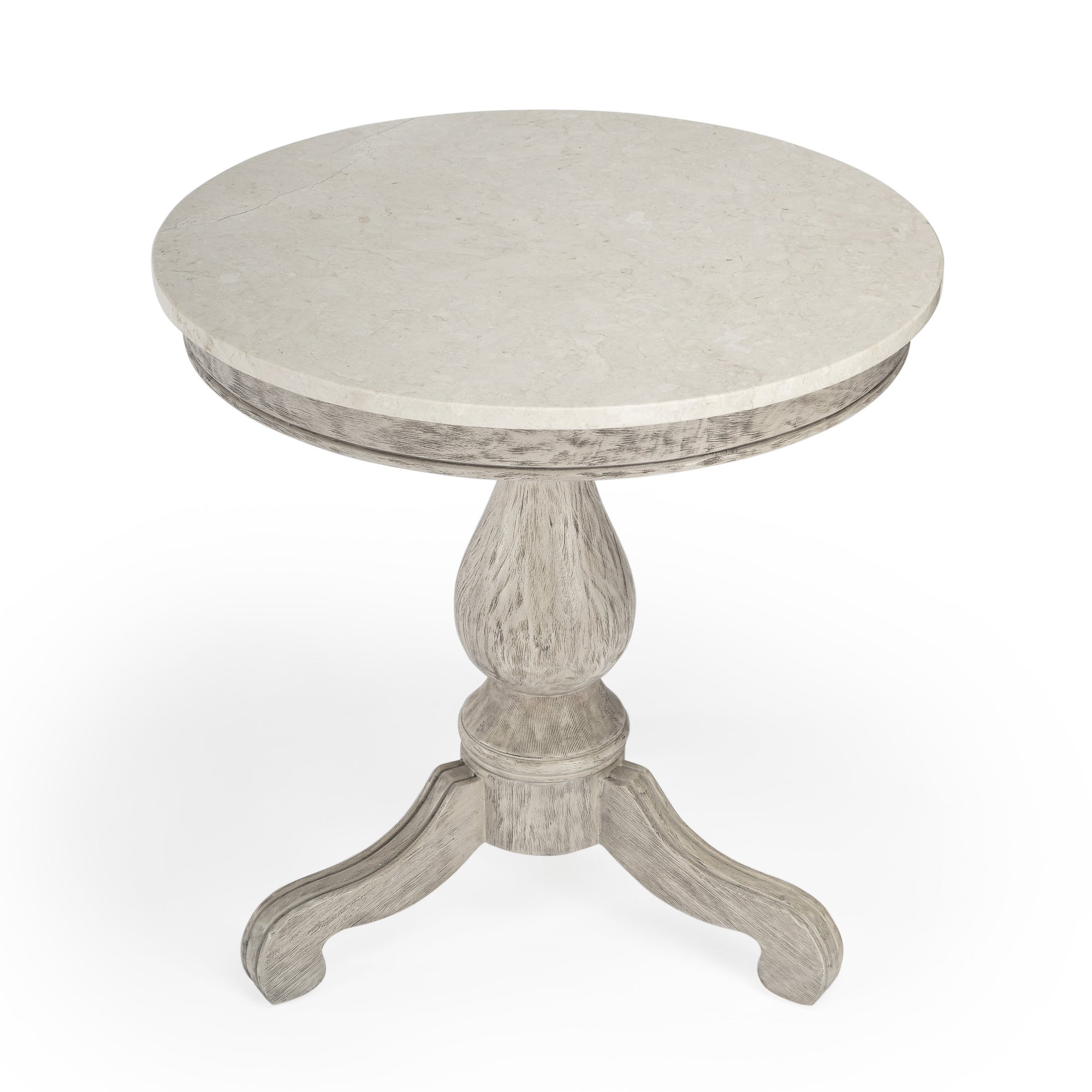 Butler Specialty Transition Vintage Style Rustic Grey Marble Round Accent Table Accent Tables Butler Specialty