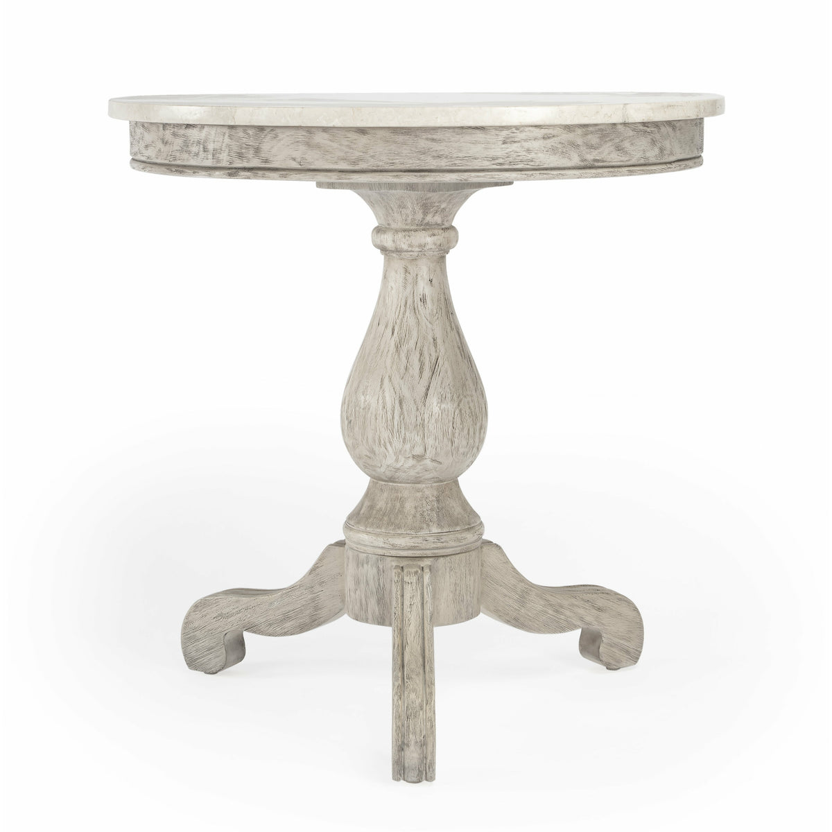 Butler Specialty Transition Vintage Style Rustic Grey Marble Round Accent Table Accent Tables Butler Specialty