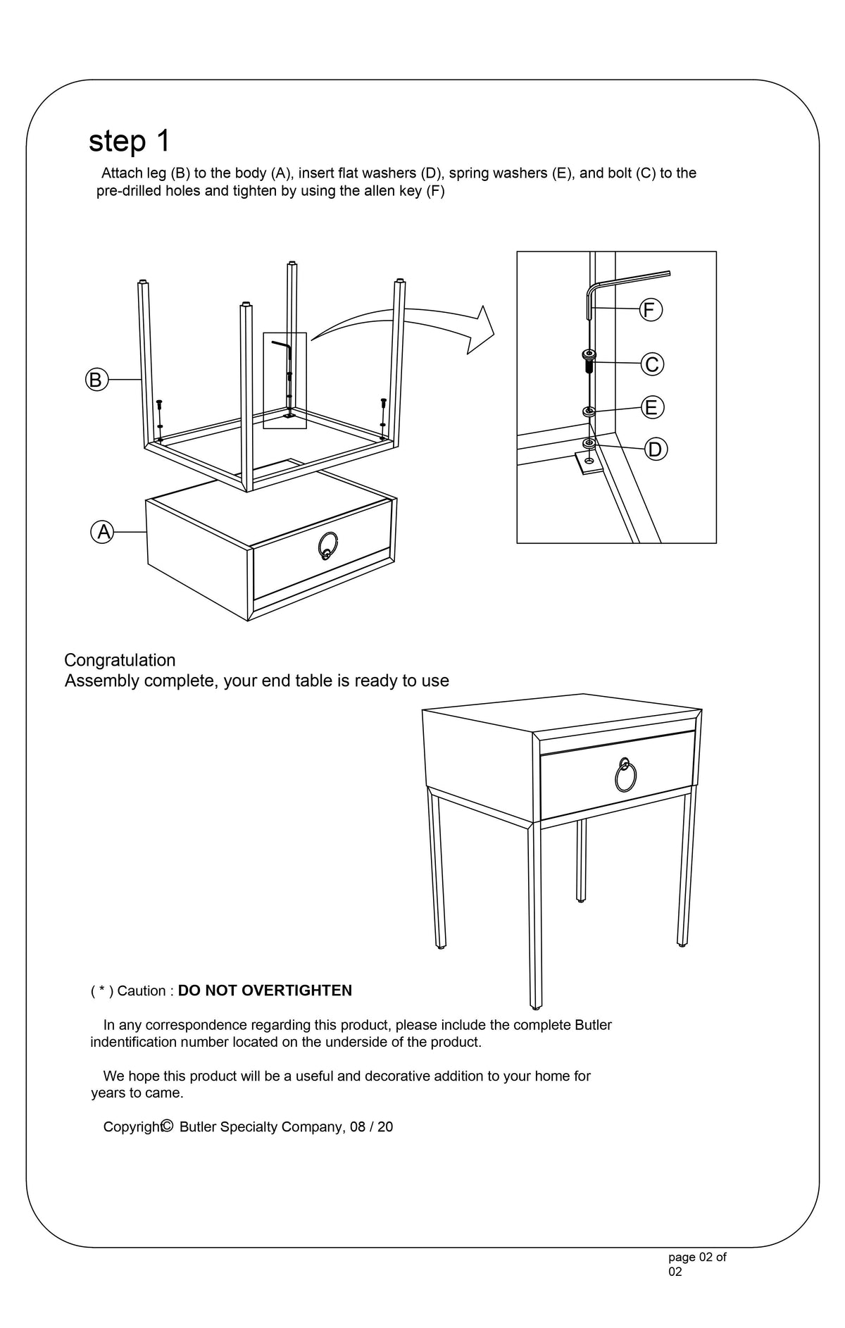 Butler Specialty Modern Rectangular White Gold Drawer End Table