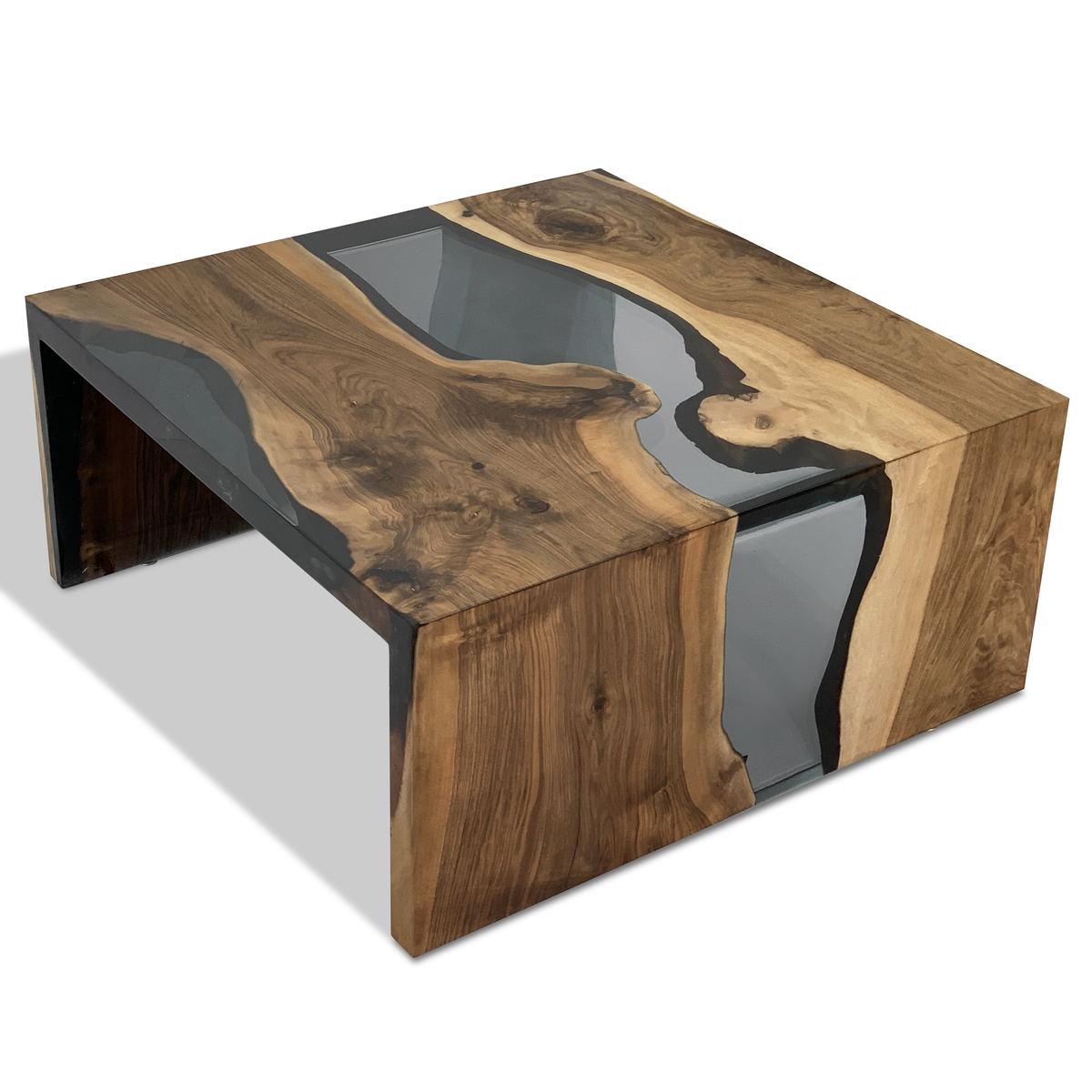 Arditi Smoked Aqua Green Waterfall Coffee Table Arditi